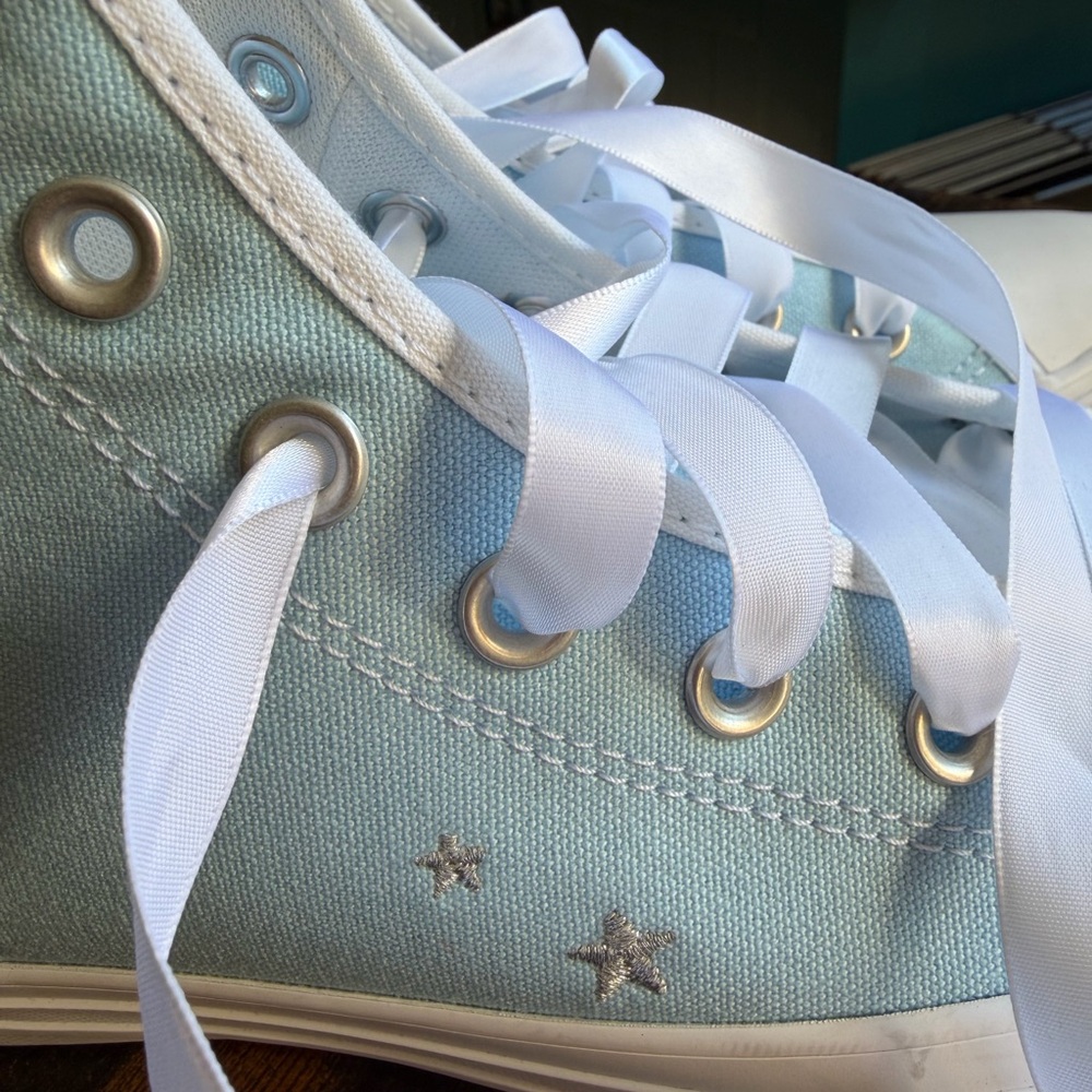 Light Blue High-Top Sneakers - Picture 6 of 16